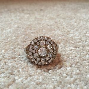 Charming Charlie gold ring with crystals size 8